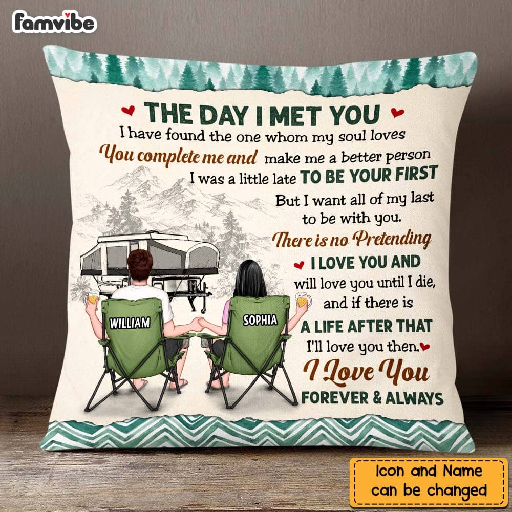 Personalized Couple Camping The Day I Met You Pillow DB23 23O47 Primary Mockup