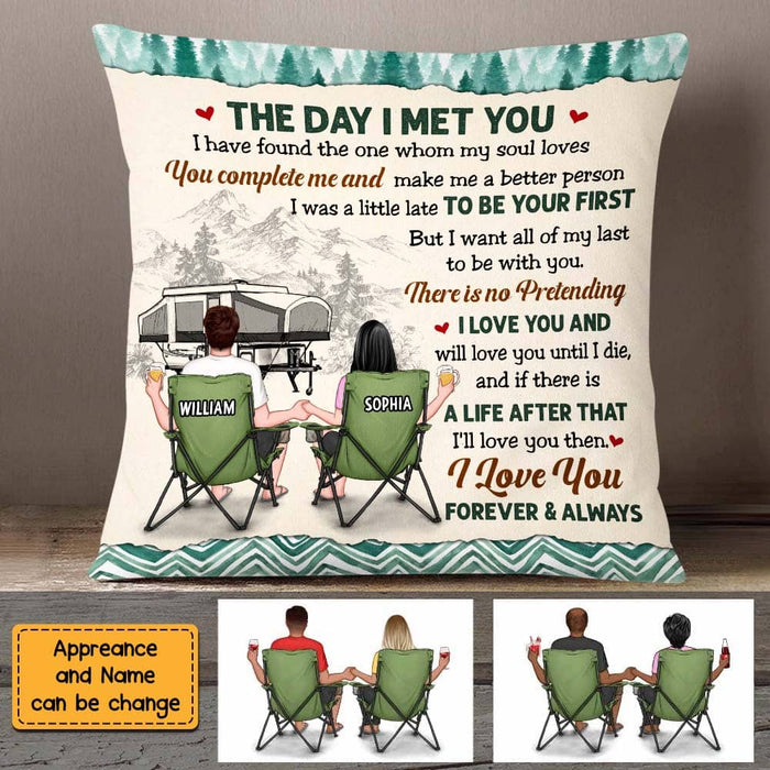 Personalized Couple Camping The Day I Met You Pillow DB23 23O47 1