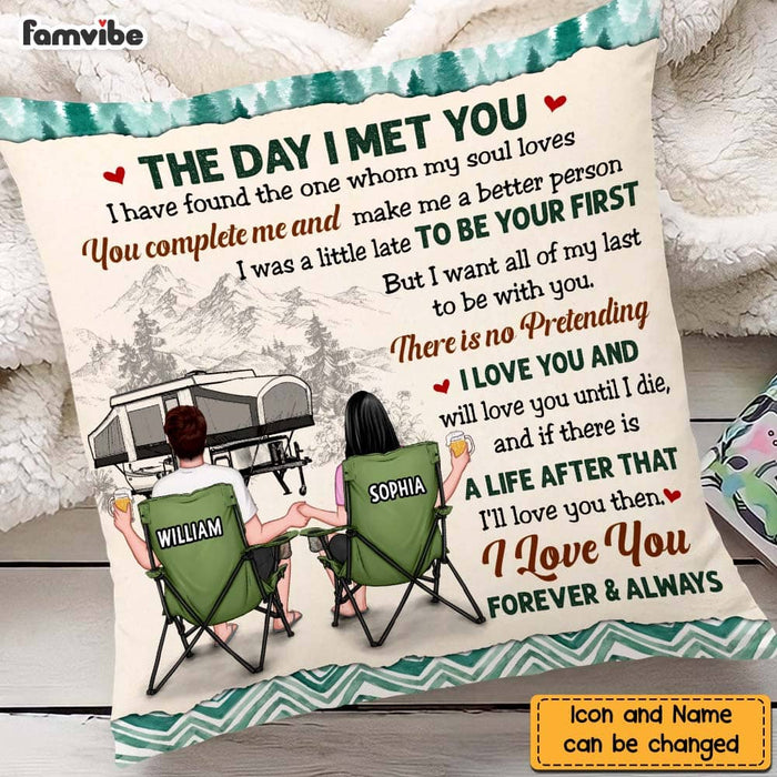 Personalized Couple Camping The Day I Met You Pillow DB23 23O47 1