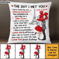 Personalized Couple With Balloons Heart The Day I Met You Pillow DB23 30O53 thumb 1