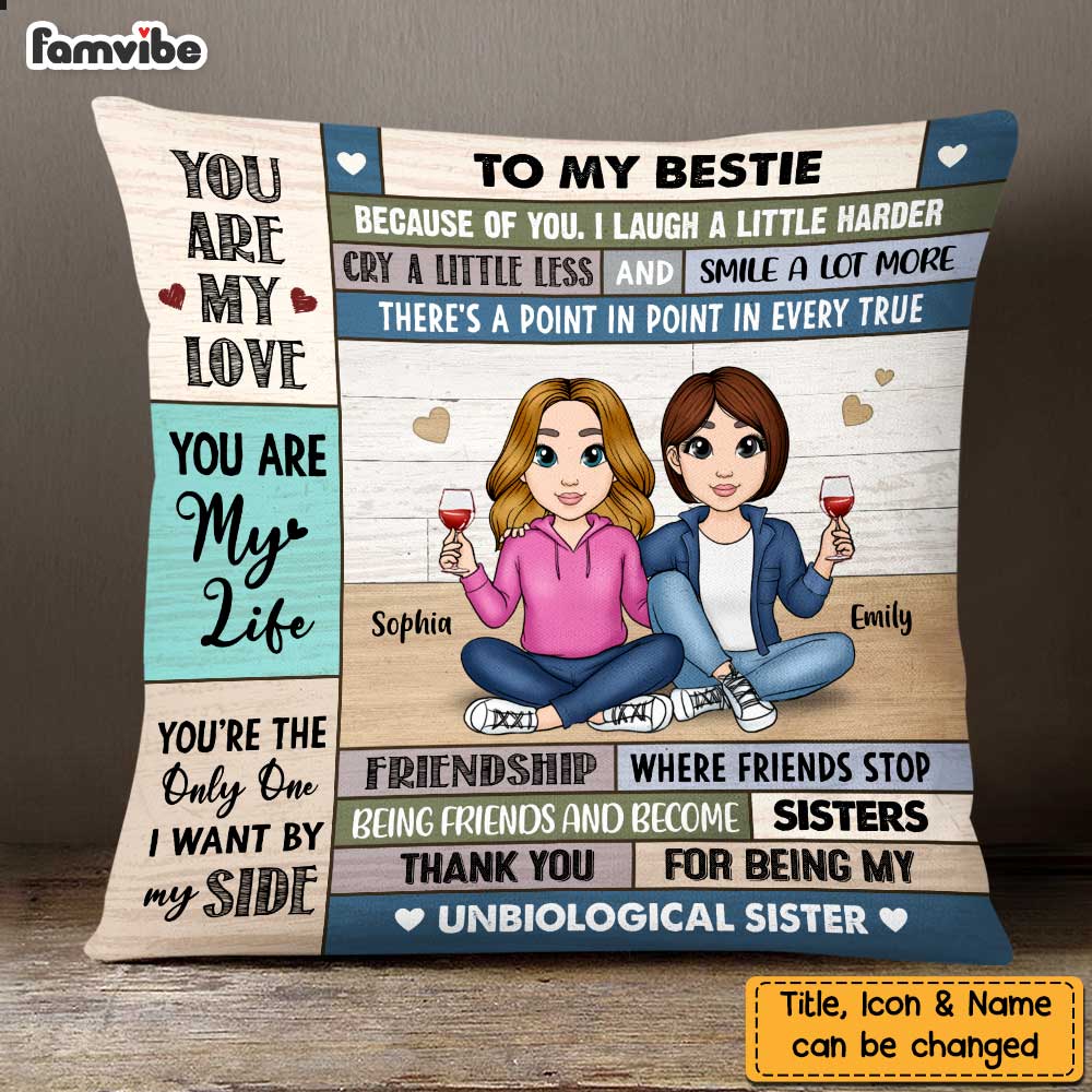 Personalized Friendship Because of You I Laugh a Little Harder Pillow DB22 58O47 Primary Mockup