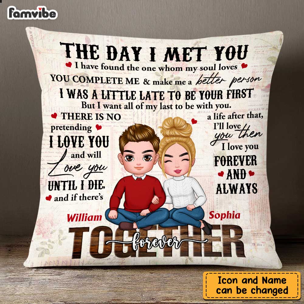 Personalized Together Since The Day I Met You Couple Pillow DB51 32O47 Primary Mockup
