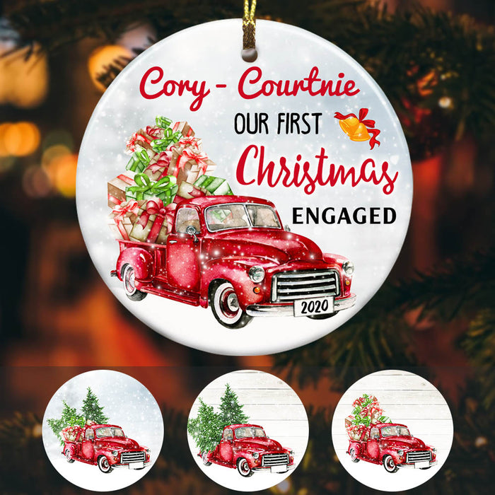 Personalized Our First Christmas Engaged Red Truck  Ornament OB142 67O60 1