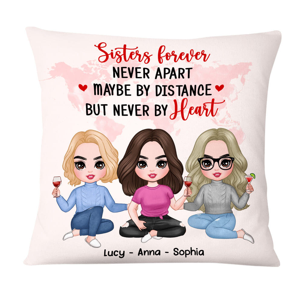 Personalized Friends Sisters Forever Long Distance Pillow DB33 23O58 Primary Mockup