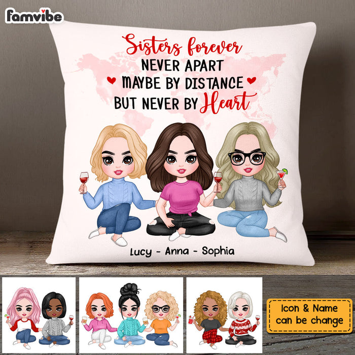 Personalized Friends Sisters Forever Long Distance Pillow DB33 23O58 1