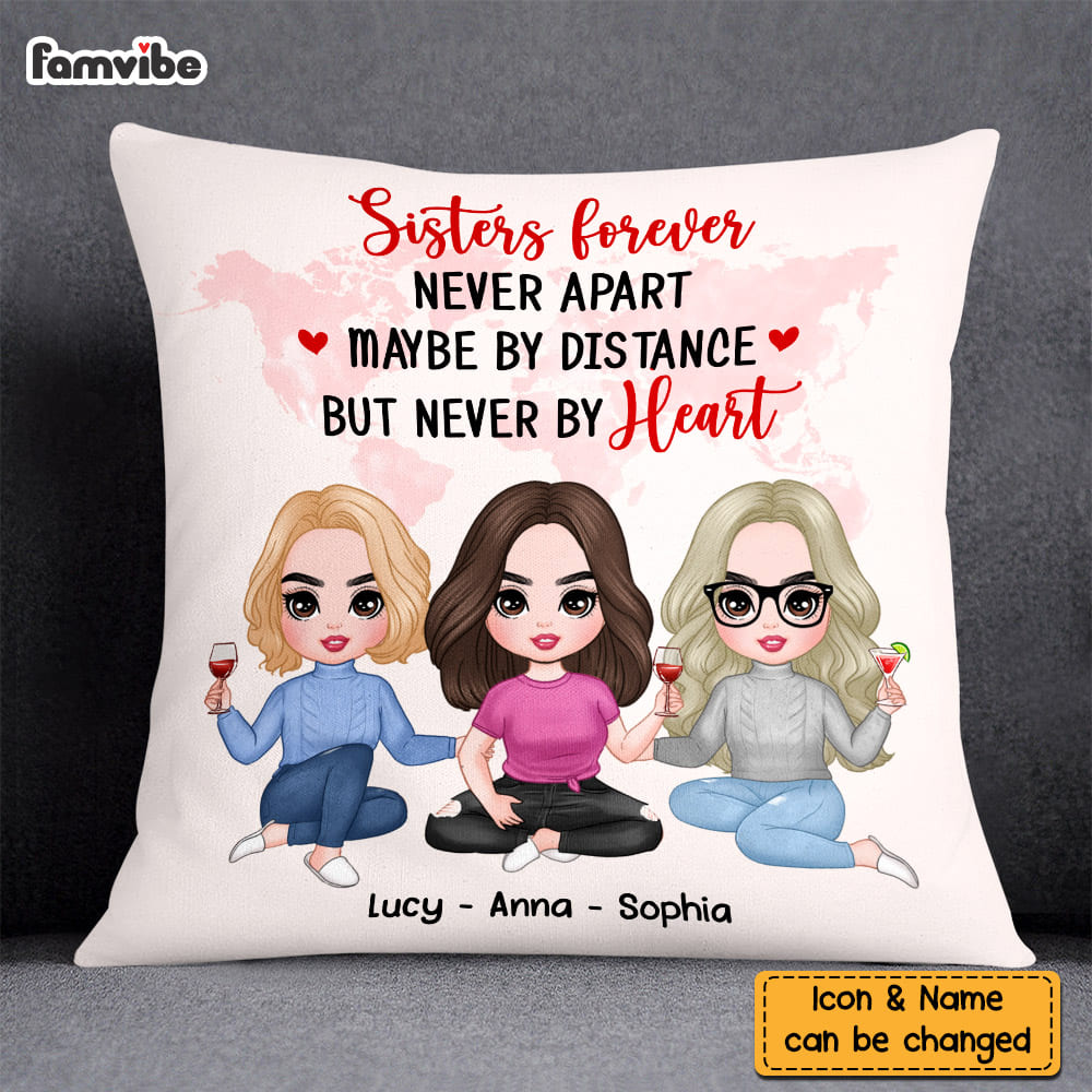 Personalized Friends Sisters Forever Long Distance Pillow DB33 23O58 Primary Mockup