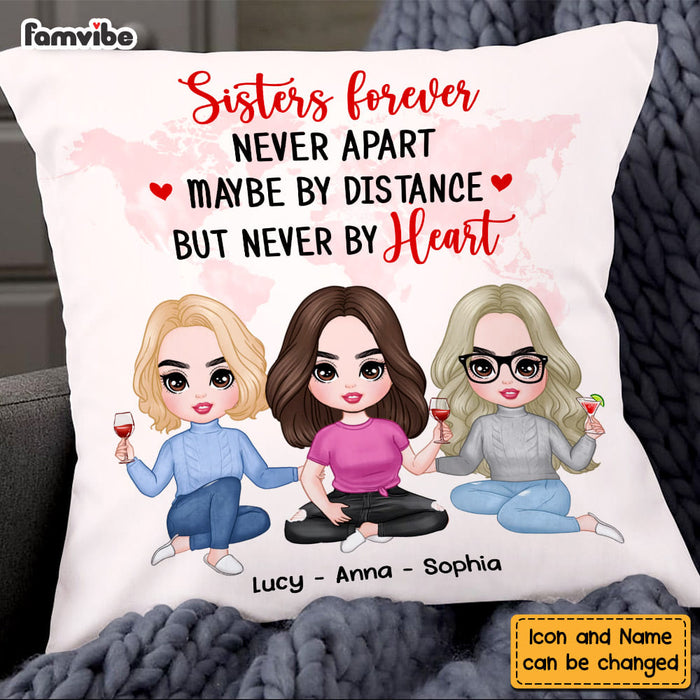 Personalized Friends Sisters Forever Long Distance Pillow DB33 23O58 1