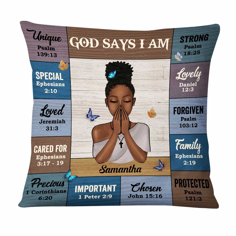 Personalized God Says I Am Bible Verses Pillow DB51 30O47 Primary Mockup