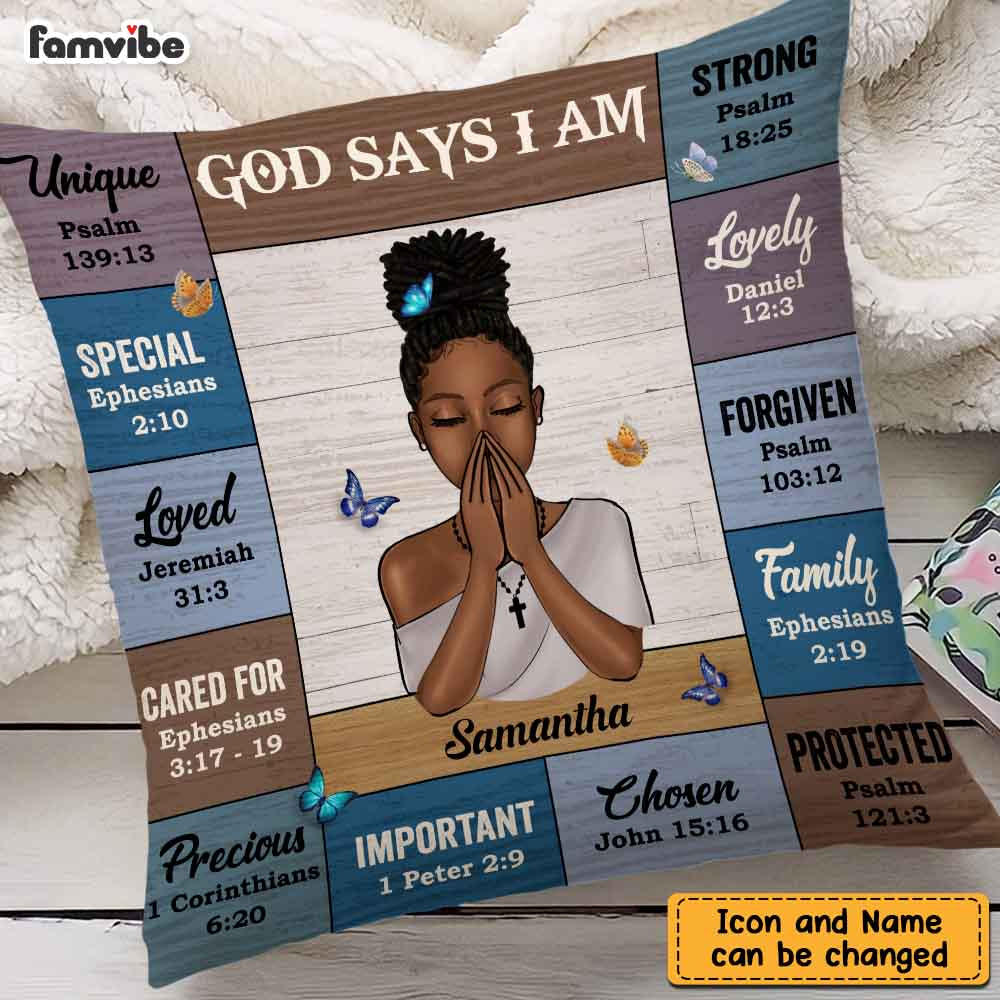 Personalized God Says I Am Bible Verses Pillow DB51 30O47 Primary Mockup