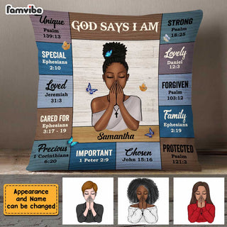 Personalized God Says I Am Bible Verses Pillow DB51 30O47 Primary Mockup