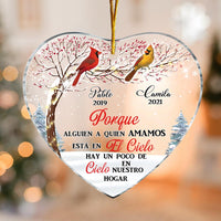 Personalized Cardinal Spanish Memorial Loss Of Mom Dad Heart Ornament DB33 30O28 thumb 1