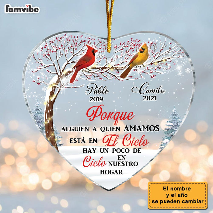 Personalized Cardinal Spanish Memorial Loss Of Mom Dad Heart Ornament DB33 30O28 1
