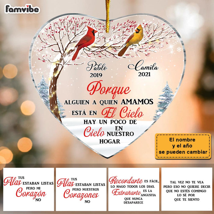 Personalized Cardinal Spanish Memorial Loss Of Mom Dad Heart Ornament DB33 30O28 1