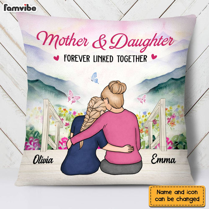 Personalized Mother And Daughter Forever Linked Together Pillow DB61 32O28 1