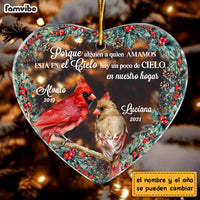 Personalized Cardinal Spanish Memorial Loss Of Mom Dad Heart Ornament DB34 36O53 thumb 1