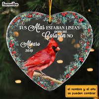 Personalized Cardinal Spanish Memorial Loss Of Mom Dad Heart Ornament DB34 36O53 thumb 1