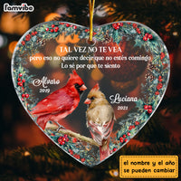 Personalized Cardinal Spanish Memorial Loss Of Mom Dad Heart Ornament DB34 36O53 thumb 1