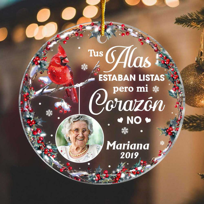 Personalized Cardinal Photo Spanish Memorial Loss Of Mom Dad Circle Ornament DB53 36O47 1