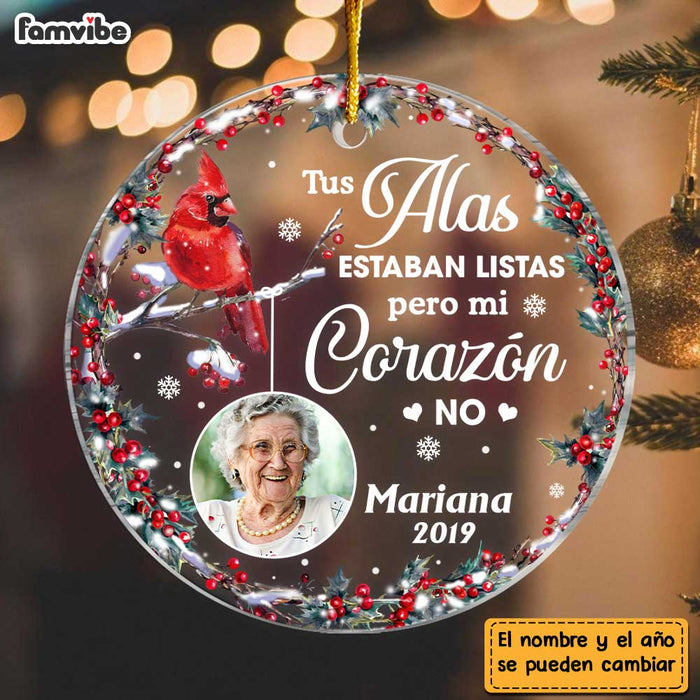 Personalized Cardinal Photo Spanish Memorial Loss Of Mom Dad Circle Ornament DB53 36O47 1