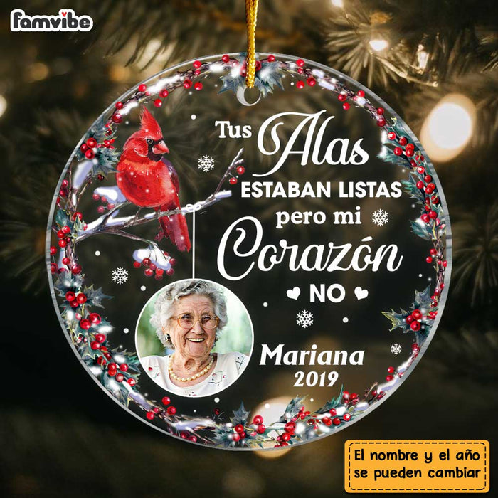 Personalized Cardinal Photo Spanish Memorial Loss Of Mom Dad Circle Ornament DB53 36O47 1