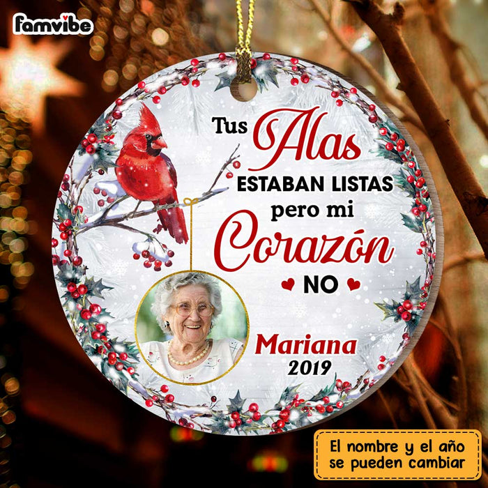 Personalized Cardinal Spanish Memorial Loss Of Mom Dad Circle Ornament DB54 36O47 1