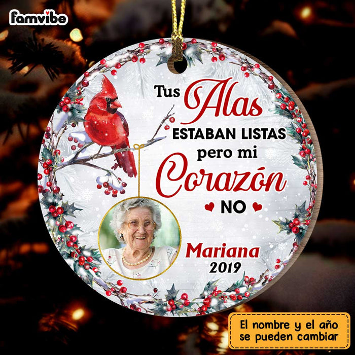 Personalized Cardinal Spanish Memorial Loss Of Mom Dad Circle Ornament DB54 36O47 1