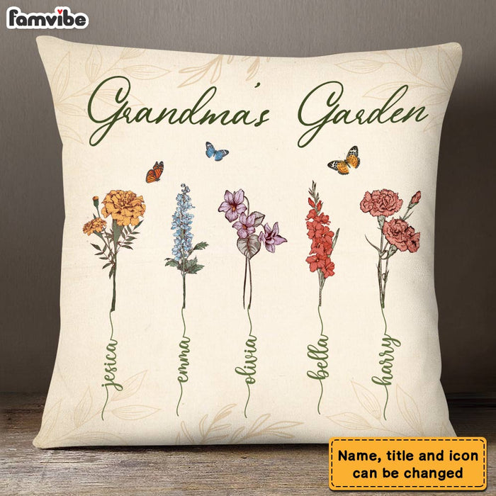 Personalized Grandma Garden Vintage Antique Flowers Pillow DB81 85O28 1