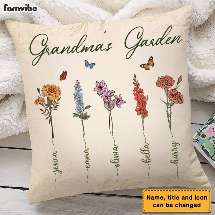 Personalized Grandma Garden Vintage Antique Flowers Pillow DB81 85O28 1