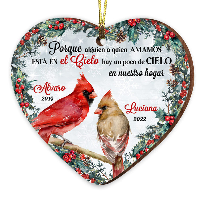 Personalized Cardinal Spanish Memorial Loss Of Mom Dad Heart Ornament DB55 36O53 1