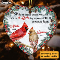 Personalized Cardinal Spanish Memorial Loss Of Mom Dad Heart Ornament DB55 36O53 thumb 1