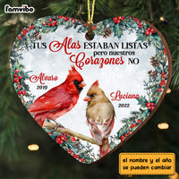 Personalized Cardinal Spanish Memorial Loss Of Mom Dad Heart Ornament DB55 36O53 thumb 1