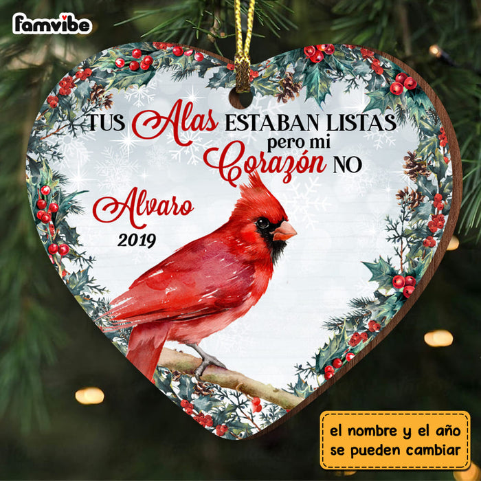 Personalized Cardinal Spanish Memorial Loss Of Mom Dad Heart Ornament DB55 36O53 1