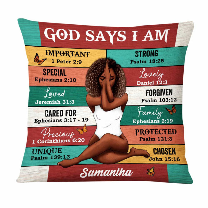 Personalized God Says I Am Bible Verse Pillow DB82 30O47 1