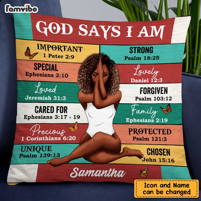 Personalized God Says I Am Bible Verse Pillow DB82 30O47 1