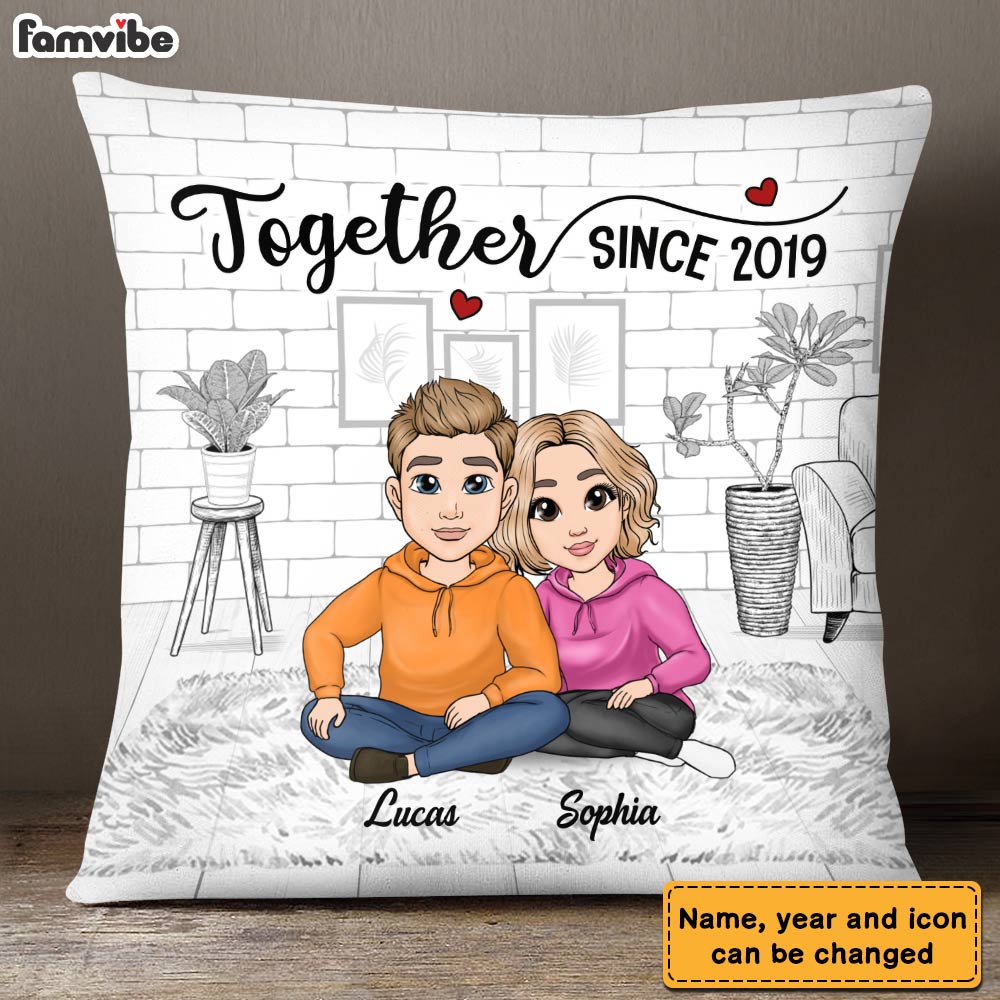 Personalized Together Since Couple Pillow DB82 32O28 Primary Mockup