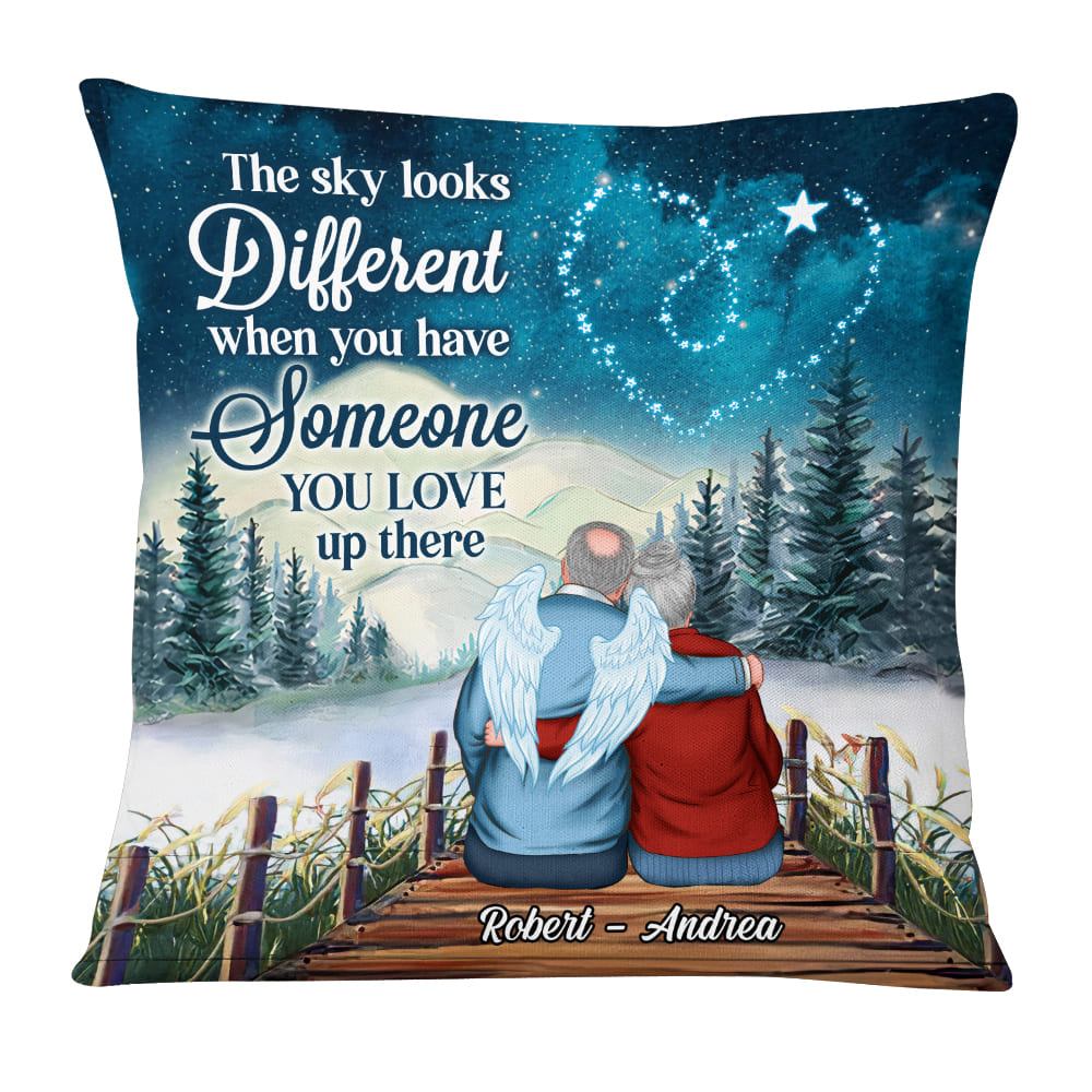 Personalized Memorial The Sky Looks Different Remembrance Couple Pillow DB91 32O53 Primary Mockup