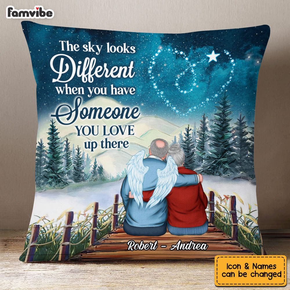 Personalized Memorial The Sky Looks Different Remembrance Couple Pillow DB91 32O53 Primary Mockup
