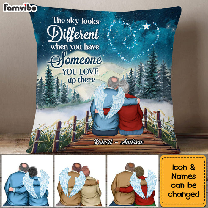 Personalized Memorial The Sky Looks Different Remembrance Couple Pillow DB91 32O53 1