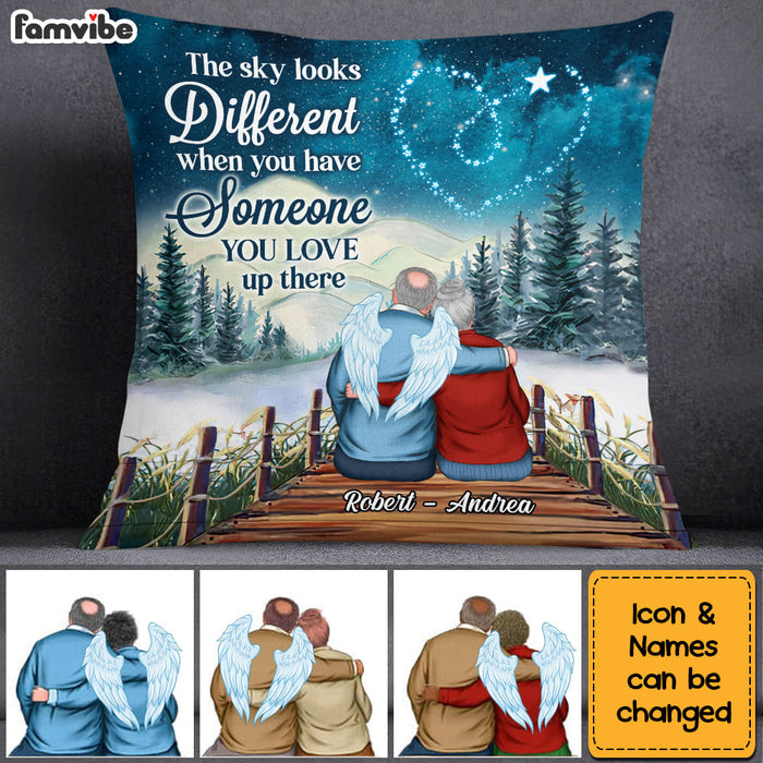 Personalized Memorial The Sky Looks Different Remembrance Couple Pillow DB91 32O53 1