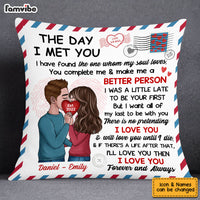 Personalized The Day I Met You Couple Kissing Heart Pillow DB91 58O53 thumb 1