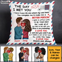 Personalized The Day I Met You Couple Kissing Heart Pillow DB91 58O53 thumb 1