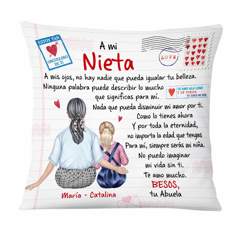Personalized To My Granddaughter Spanish Carta A Mi Nieta Besos Tu Abuela Pillow DB92 58O47 Primary Mockup