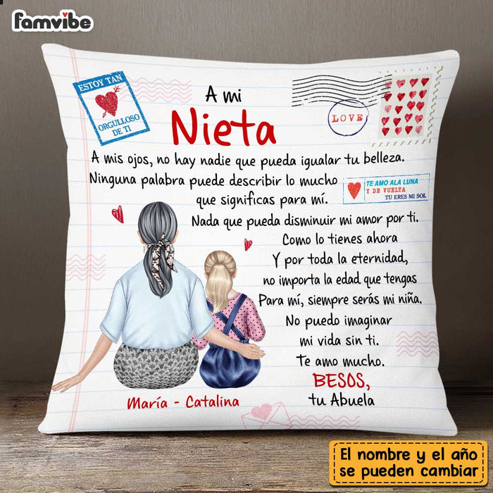 Personalized To My Granddaughter Spanish Carta A Mi Nieta Besos Tu Abuela Pillow DB92 58O47 1