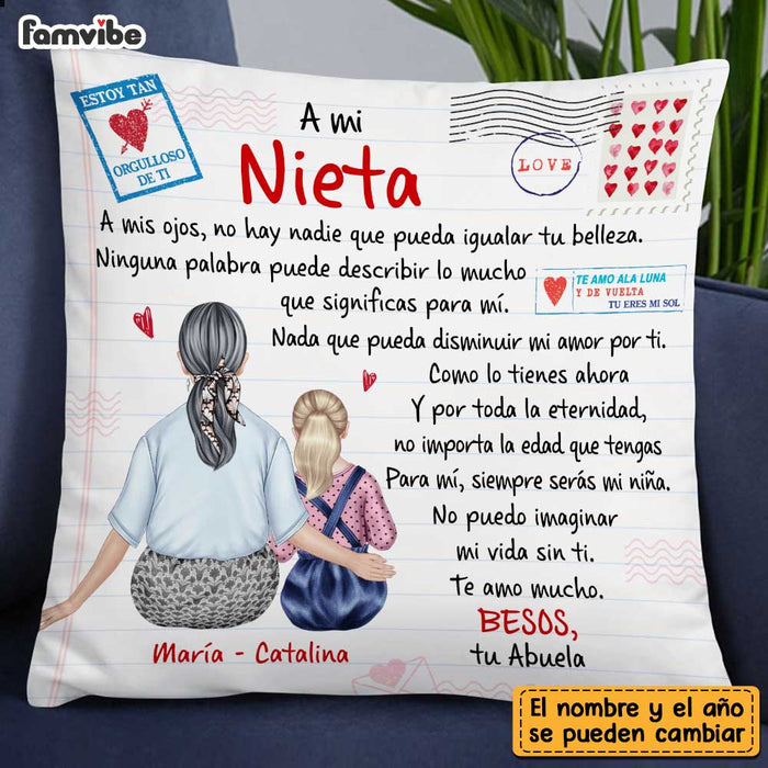 Personalized To My Granddaughter Spanish Carta A Mi Nieta Besos Tu Abuela Pillow DB92 58O47 1