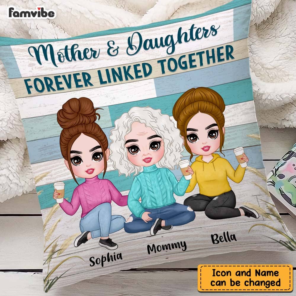 Personalized Mom & Daughter Forever Linked Together Pillow DB102 30O47 Primary Mockup