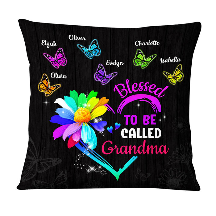 Personalized Blessed To Be Called Grandma Colorful Flower Butterfly Pillow DB101 32O58 1