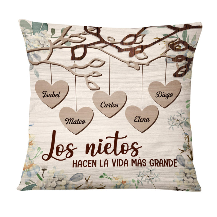 Personalized Los Nietos Hacen La Vida Más Grande Grandma Spanish Pillow DB122 30O58 1