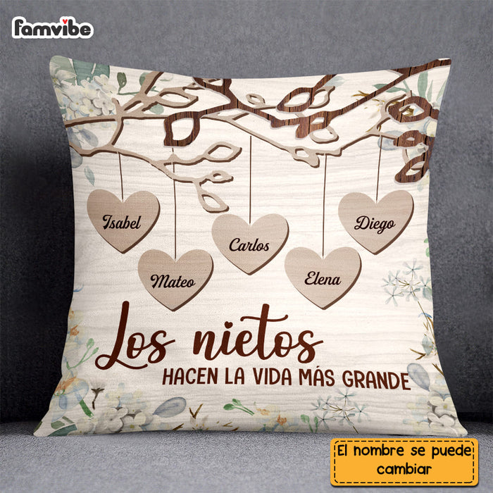 Personalized Los Nietos Hacen La Vida Más Grande Grandma Spanish Pillow DB122 30O58 1