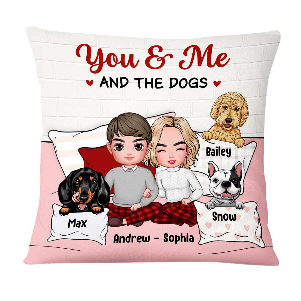Personalized Couple You And Me And The Dogs Pillow DB121 85O58 Primary Mockup