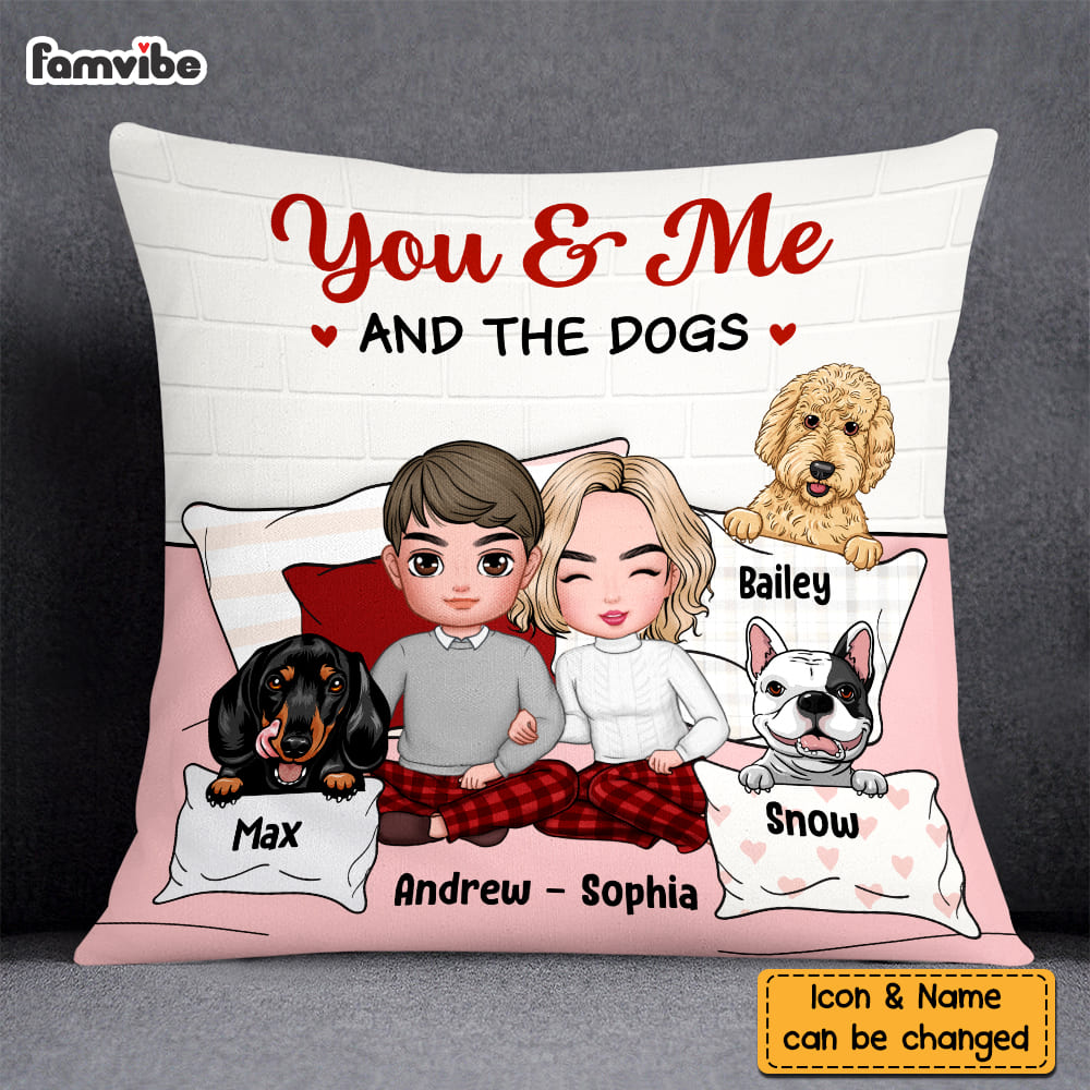Personalized Couple You And Me And The Dogs Pillow DB121 85O58 Primary Mockup